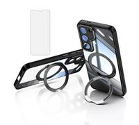 Asuwish Phone Case for Samsung Galaxy S23 5G with Tempered Glass Screen Protector Cover and Ring Holder Kickstand Protective Hybrid Cell Accessories S 23 23S GS23 G5 SM-S911U 6.1 inch Women Men Black