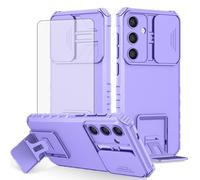 Asuwish Phone Case for Samsung Galaxy S24/S25 5G with Tempered Glass Screen Protector and Slide Camera Cover Kickstand Stand Protective Cell Accessories S 24 24S 25 25S G5 SM-S931U Women Men Purple