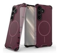 Asuwish Phone Case for Samsung Galaxy S25 5G Magnetic Cover with Tempered Glass Screen Protector and Hybrid Protective Mobile Soft TPU Thin Cell Accessories S 25 25S 25 25S SM-S931U Women Men Purple