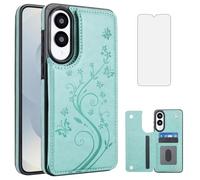 Asuwish Phone Case for Samsung Galaxy S25 Edge 5G with Tempered Glass Screen Protector and Card Holder Wallet Cover Stand Flip Leather Cell Accessories SM-S937U S25Edge 25S S 25 25Edge 2025 Green