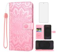 Asuwish Phone Case for Samsung Galaxy S25 FE 5G Wallet with Screen Protector and Sunflower Leather Slim Flip Cover Card Holder Stand Cell Accessories S 25 EF S25FE SM-S731U S731B Women Men Rose Gold