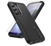 Asuwish Phone Case for Samsung Galaxy S25 FE 5G with Screen Protector Cell Cover Hybrid Hidden Stand Rugged Shockproof Hard Heavy Duty Protective S 25 EF S25FE 25S SM-S731B Women Men (Black+Black)