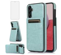 Asuwish Phone Case for Samsung Galaxy S25 FE 5G with Tempered Glass Screen Protector and Credit Card Holder Wallet Cover Stand Leather Cell Accessories S 25 EF S25FE 25S SM-S731B Women Men Green