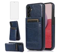 Asuwish Phone Case for Samsung Galaxy S25 FE 5G with Tempered Glass Screen Protector and Credit Card Holder Wallet Cover Stand Leather Cell Accessories S 25 EF S25FE 25S SM-S731B Women Men Blue