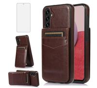 Asuwish Phone Case for Samsung Galaxy S25 FE 5G with Tempered Glass Screen Protector and Credit Card Holder Wallet Cover Stand Leather Cell Accessories S 25 EF S25FE 25S SM-S731B Women Men Brown