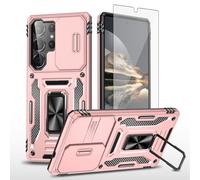 Asuwish Phone Case for Samsung Galaxy S25 Ultra 5G with Tempered Glass Screen Protector and Magnetic Ring Holder Kickstand Slide Camera Cover S25Ultra 25S S 25 25Ultra 6.9 G5 2025 Women Men Rose Gold