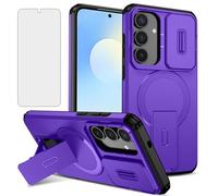 Asuwish Phone Case for Samsung Galaxy S26 5G and Camera Cover Tempered Glass Screen Protector Magnetic Stand Compatible with MagSafe Shockproof Heavy Duty Hybrid S 26 26S G5 SM-S942U Women Men Purple