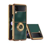 Asuwish Phone Case for Samsung Galaxy Z Flip 4 5G 2022 Cover and Magnetic Ring Holder Stand Kickstand Slim Hybrid Silicone Cell Accessories Protective ZFlip4 Z4 Flip4 4Z ZFlip45G G5 Women Men Green