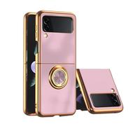 Asuwish Phone Case for Samsung Galaxy Z Flip 4 5G 2022 Cover and Magnetic Ring Holder Stand Kickstand Slim Hybrid Silicone Cell Accessories Protective ZFlip4 Z4 Flip4 4Z ZFlip45G G5 Women Men Purple