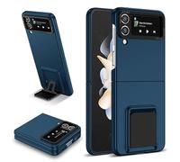 Asuwish Phone Case for Samsung Galaxy Z Flip 4 5G 2022 with Camera Cover Kickstand Stand Slim Soft Hard Hybrid Back Full Body Dual Layer Protection Cell Accessories ZFlip4 Z4 Flip4 4Z Women Men Blue