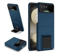 Asuwish Phone Case for Samsung Galaxy Z Flip 5 5G 2023 with Camera Cover Kickstand Stand Slim Hard Hybrid Back Full Body Dual Layer Protection Cell Accessories ZFlip5 Z5 G Flip5 5Z Women Men Blue