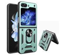 Asuwish Phone Case for Samsung Galaxy Z Flip 5 5G 2023 with Hard Stand Ring Holder Shockproof Hybrid Mobile Slim Kickstand Protective Cell Accessories ZFlip5 Z5 G Flip5 ZFlip 5Z Women Men Green