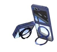 Asuwish Phone Case for Samsung Galaxy Z Flip 5 5G / ZFlip 6 Cover and Ring Holder Kickstand Cell Accessories Slim Protective Hybrid ZFlip5 Z5 G Flip5 5Z ZFlip6 Z6 Flip6 6Z 2024 2023 Women Men Blue