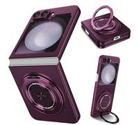 Asuwish Phone Case for Samsung Galaxy Z Flip 6 5G 2024 Cover and Magnetic Ring Holder Kickstand Slim Hybrid Rugged Cell Accessories Protective ZFlip6 Z6 G Flip6 6Z Wireless Charger Women Men Wine Red