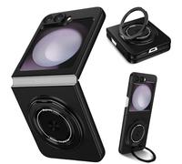 Asuwish Phone Case for Samsung Galaxy Z Flip 6 5G 2024 Cover and Magnetic Ring Holder Kickstand Slim Hybrid Rugged Cell Accessories Protective ZFlip6 Z6 G Flip6 6Z Wireless Charger Women Men Black
