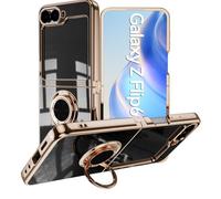 Asuwish Phone Case for Samsung Galaxy Z Flip 6 5G 2024 Cover and Magnetic Ring Holder Stand Kickstand Slim Hybrid Silicone Cell Accessories Protective ZFlip6 Z6 G Flip6 6Z G5 Six Women Men Black