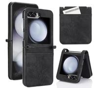 Asuwish Phone Case for Samsung Galaxy Z Flip 6 5G 2024 Wallet Cover with Credit Card Holder Flip Flower Stand Slot Heavy Duty Shockproof Slim Cell Accessories ZFlip6 Z6 G Flip6 6Z Women Men Black