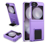 Asuwish Phone Case for Samsung Galaxy Z Flip 6 5G 2024 with Camera Cover Kickstand Stand Slim Hard Hybrid Back Full Body Dual Layer Protection Cell Accessories ZFlip6 Z6 G Flip6 6Z Women Men Purple