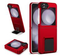 Asuwish Phone Case for Samsung Galaxy Z Flip 6 5G 2024 with Camera Cover Kickstand Stand Slim Hard Hybrid Back Full Body Dual Layer Protection Cell Accessories ZFlip6 Z6 G Flip6 6Z Women Men Red