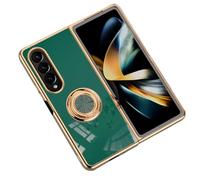 Asuwish Phone Case for Samsung Galaxy Z Fold 4 5G 2022 Cover and Magnetic Ring Holder Stand Kickstand Slim Hybrid Silicone Cell Accessories Protective ZFold4 Z4 Fold4 4Z ZFold45G G5 Women Men Green