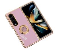 Asuwish Phone Case for Samsung Galaxy Z Fold 4 5G 2022 Cover and Magnetic Ring Holder Stand Kickstand Slim Hybrid Silicone Cell Accessories Protective ZFold4 Z4 Fold4 4Z ZFold45G G5 Women Men Purple