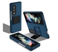 Asuwish Phone Case for Samsung Galaxy Z Fold 4 5G 2022 with Camera Cover Kickstand Stand Hard Hybrid Back Full Body Dual Layer Protection Cell Accessories ZFold4 Z4 Fold4 4Z ZFold45G Women Men Blue