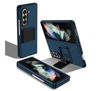 Asuwish Phone Case for Samsung Galaxy Z Fold 6 5G 2024 with Camera Cover Kickstand Stand Slim Hard Hybrid Back Full Body Dual Layer Protection Cell Accessories ZFold6 Z6 G Fold6 6Z Women Men Blue