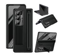Asuwish Phone Case for Samsung Galaxy Z Fold 7 with S Pen Holder and Built-in Screen Protector Cover Stand Kickstand Hinge Protection Leather Rugged Cell ZFold Z7 G Fold7 7Z ZFold7 5G Women Men Black