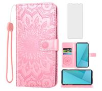 Asuwish Phone Case for Sony Xperia 10 VII 2025 Wallet with Tempered Glass Screen Protector and Sunflower Leather Slim Flip Cover Card Holder Stand Cell Accessories 10VII 5G XQ-FE54 XQZ-CBFE Rose Gold