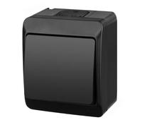 asvendo Electro Hermes Modern Surface-Mounted Series / Double Switch / Socket Multiple / IP44 Waterproof / Outdoor / Black (Light Switch)