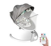 ASVIL Electric Baby Rocking Chair with Remote Control, Hammock Bouncer Swing Chair for Newborn Infant Baby with Music and Canopy Toys, Bluetooth Enabled Automatic Lightweight Cradle Crib Bed(Grey)
