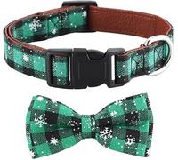 Asvin Christmas Dog Collar, with Bow tie Collar, Soft, Comfortable and Adjustable, For Dogs Small Medium Large Christmas (M, Green)