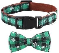 Asvin Christmas Dog Collar, with Bow tie Collar, Soft, Comfortable and Adjustable, For Dogs Small Medium Large Christmas (L, Green)