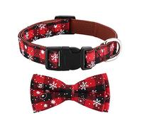 Asvin Christmas Dog Collar, with Bow tie Collar, Soft, Comfortable and Adjustable, For Dogs Small Medium Large Christmas (M, Red)