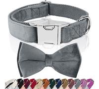 Asvin Dog Collar Velvet, With Bow Soft and Comfortable, Adjustable Dog Bow Tie, With Metal Quick Release Buckle, for Boys Girl Dog Wedding Collar Birthday, etc.