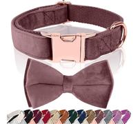 Asvin Dog Collar Velvet, With Bow Soft and Comfortable, Adjustable Dog Bow Tie, With Metal Quick Release Buckle, for Boys Girl Dog Wedding Collar Birthday, etc.