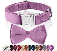 Asvin Dog Collar Velvet, With Bow Soft and Comfortable, Adjustable Dog Bow Tie, With Metal Quick Release Buckle, for Boys Girl Dog Wedding Collar Birthday, etc.
