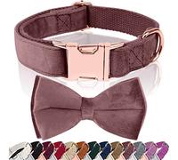 Asvin Dog Collar Velvet, With Bow Soft and Comfortable, Adjustable Dog Bow Tie, With Metal Quick Release Buckle, for Boys Girl Dog Wedding Collar Birthday, etc.