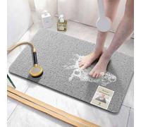 Asvin Soft Textured Bath, Shower, Tub Mat, 35x16 Inch, Phthalate Free, Non Slip Comfort Bathtub Mats with Drain, PVC Loofah Bathroom Mats for Wet Areas, Quick Drying, Grey, 35'' x 16''