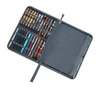 Asvine 48 Slots Gray Fountain Pen Case, Canvas Pen Holder Display Pouch Storage Large Capacity Waterproof Rollerball Pen Bag