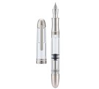 Asvine P36 Titanium Fountain Pen Piston Filling, Bock Fine Nib Clear Transparent Acrylic Smooth Writing Pen Case Set, Torpedo shape