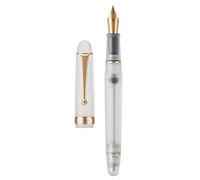 Asvine V126 Vacuum Filling Fountain Pen Fine Nib, Frosted Transparent Clear Acrylic, Large-Capacity with Gift Case
