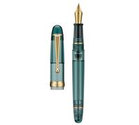 Asvine V126 Vacuum Filling Fountain Pen Fine Nib, Transparent Teal Acrylic Large-Capacity with Gift Case