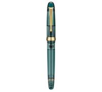 Asvine V126 Vacuum Filling Fountain Pen Transparent Teal Acrylic, Medium Nib Large-Capacity with Gift Case