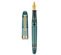 Asvine V126 Vacuum Filling Fountain Pen, Transparent Teal Acrylic Stub Nib 1.1mm Calligraphy Art Drawing with Case Set