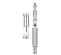 Asvine V200 Titanium Fountain Pen Vacuum Filling, Bock Medium Nib Clear Transparent Acrylic Smooth Writing Pen Case Set