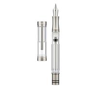 Asvine V200 Titanium Fountain Pen Vacuum Filling, Iridium Medium Nib Clear Transparent Acrylic Smooth Writing Pen Case Set