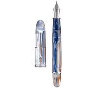 Asvine V800 Fountain Pen - Vacuum Filling System with Large Ink Capacity - Smooth Number 8 Extra Fine Nib with Gift Case and Wrench- Blue Brown