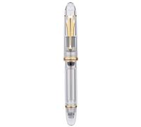 Asvine V800 Fountain Pen - Vacuum Filling System with Large Ink Capacity - Smooth Number 8 Stub Nib with Gift Case and Wrench- Clear Gold Acrylic