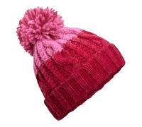 ASVP Shop Corkscrew Cable Knitted Bobble Hat Plain Mens Womens Beanie Warm Winter Pom Wooly Cap (Classic Red/ True Pink)